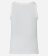 Musculosa básica femenina de Blue Steel confeccionada en tejido rib acanalado de algodón, con cuello redondo y diseño ajustado.