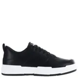 Championes negros de cuero sintético con plataforma blanca.