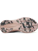 Championes Under Armour W Assert 11 para mujer, de color gris oscuro con entresuela y detalles en rosado. Cuenta con parte superior de malla transpirable, superposiciones sintéticas, amortiguación Charged+ y suela de goma resistente.