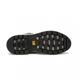 Botines Caterpillar color negro con suela beige y cordones bicolores.