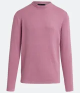 Suéter Request de corte slim, color beige, con cuello redondo y manga larga. Confeccionado en tejido de punto fino de viscosa y poliamida.