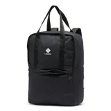Mochila urbana Columbia de 18 litros, color negro, con compartimento para laptop de hasta 15 pulgadas, bolsillo lateral para botella y bolsillo frontal con cierre. Cuenta con correas de hombro y manijas superiores, además de respaldo acolchado.