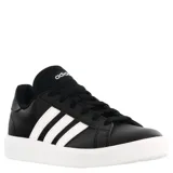 Championes Adidas Grand Court Base 2.0, color negro con las tres tiras blancas en los laterales y suela blanca.