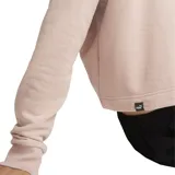 Buzo con capucha Puma para mujer, color rosa pálido, de corte cuadrado y relajado, con logo de Puma estampado en el pecho y cinta con el logo repetido a lo largo del pecho.
