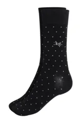 Medias grises con diseño de rectángulos y logo de la marca.