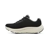 Championes deportivos Skechers Go Run Consistent 3 - Rushline, color negro con entresuela blanca y suela negra. Presentan capellada de malla técnica transpirable, cordones frontales y el logotipo "S" reflectivo en el lateral.