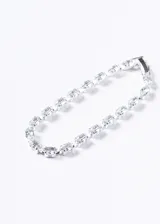 Pulsera tennis plateada con zirconias blancas de corte oval.