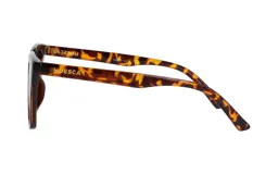 Lentes de sol Huesca modelo Leonor, con montura de acetato color carey y lentes marrones.