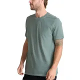 Remera de algodón color verde militar, de manga corta y cuello redondo, con pequeño bordado frontal de la marca Roark.