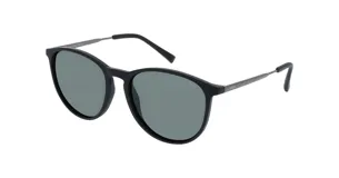Lentes de sol INVU con montura redonda negra y patillas metálicas grises.