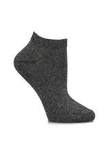 Medias cortas de algodón gris con hilo de lúrex brillante.
