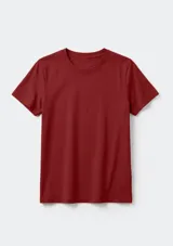 Remera básica de corte entallado, con cuello redondo y mangas cortas, confeccionada en tejido de algodón liso.
