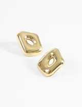 Par de aros cuadrados de acero quirúrgico plateado con centro calado.