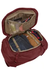 Mochila de viaje Thule Landmark de 70L, color bordó, con diseño ergonómico para mujer. Incluye mochila desmontable de 20L, compartimento SafeZone para objetos de valor, sistema de seguridad LoopLocks y cubierta protectora para el panel trasero.