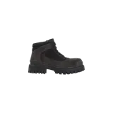 Botas de combate Balenciaga de caña baja, color negro, con diseño acordonado, suela gruesa track dentada y detalles en gamuza y lona.