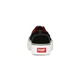Championes Pony modelo Soho Canvas Platform, color negro con plataforma blanca, interior rojo y cordones blancos.