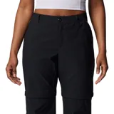 Pantalón largo negro convertible en short, de tiro medio con presillas para cinturón y bolsillos laterales, ideal para actividades al aire libre y trail.