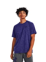 Remera deportiva Under Armour de manga corta, confeccionada en tejido técnico liviano con efecto jaspeado. Presenta cuello redondo y logo de la marca estampado en el pecho.