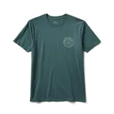 Remera Roark de manga corta y cuello redondo en color verde oscuro, con pequeño estampado circular en el pecho.