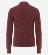 Blusa femenina de chenille color marrón con cuello alto y mangas largas.