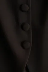 Chaleco corto de punto H&M Divided color marrón oscuro, con escote cuadrado pronunciado y cierre frontal de botones forrados. Modelo entallado con costuras princesa para definir la silueta.