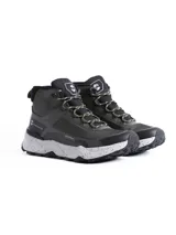 Bota de trekking Scandinavian color verde oliva y negro, con diseño de caña media, suela robusta con efecto salpicado y tecnología impermeable.