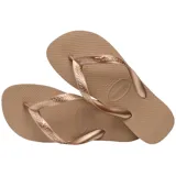 Ojotas Havaianas Top Tiras Flip Flops color rosado, con suela texturizada y tiras finas con el logo de la marca en relieve.
