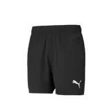 Shorts deportivos Puma Active Woven color negro con logo blanco estampado en la pierna izquierda.