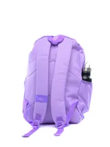 Mochila Umbro de color gris oscuro con diseño estampado en el bolsillo frontal. Cuenta con compartimento principal con cierre, bolsillo frontal con cierre, bolsillos laterales de red y logo de la marca aplicado en la parte superior.