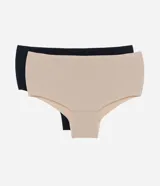 Pack de dos bombachas altas sin costuras, una color piel y otra negra, confeccionadas en poliamida y elastano.
