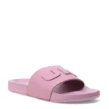 Sandalia tipo slide Umbro modelo Flip, color rosado, con banda ancha superior que presenta el logo de la marca en relieve.