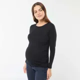 Camiseta de manga larga confeccionada en tejido de canalé, con cuello redondo y ajuste entallado.