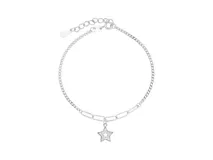 Pulsera de plata 925 con cadena de eslabones y dije de estrella con circonitas.