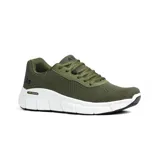 Championes deportivos American Sport modelo Nimbus, color azul marino con detalles en naranja. Presentan capellada de malla transpirable, entresuela gruesa gris con tecnología antideslizante (Slip Resistant) y plantilla con Memory Foam.