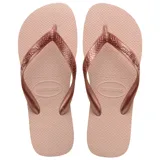 Ojotas Havaianas Top Tiras Flip Flops, color rosado, con tiras texturizadas y logo de la marca en relieve.