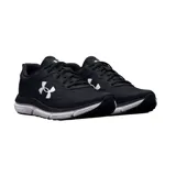 Championes de running Under Armour Charged Assert 10, color negro con logo blanco y suela blanca con tecnología Charged Cushioning.