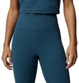 Calza deportiva larga Columbia modelo Loneridge Legging, color azul, con cintura alta de compresión y tecnología hidroabsorbente Omni-Wick.