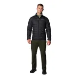 Campera puffer Columbia modelo Delta Ridge II Down Heat Seal, de color negro con diseño acolchado termosellado y cierre frontal. Cuenta con tecnología Omni-Heat™ y relleno de plumón.