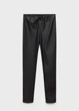 Leggings de efecto piel en color negro, con diseño entallado y cintura elástica.