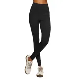 Calza deportiva de tiro alto en color negro, con diseño ajustado y bolsillos laterales integrados.