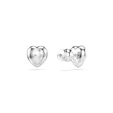 Aros de botón Swarovski, con forma de corazón y cristales blancos.