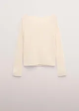 Jersey de punto color beige, sin mangas, con cuello redondo y diseño corto.