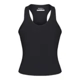 Musculosa deportiva de color negro, con diseño de espalda nadadora y ajuste entallado.
