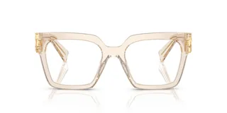 Lentes Miu Miu modelo 04U con armazón de acetato transparente en tono beige y diseño cuadrado.