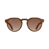 Lentes de sol Indie modelo Ozzy con marco de madera color nogal y lentes marrones degradé.