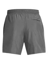 Short Under Armour Icon Volley gris, de secado rápido, con cintura elástica, bolsillos laterales y logo de la marca estampado en la pierna derecha.