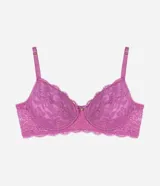 Soutien Lov de encaje floral color fucsia, con aro, sin copa y breteles finos regulables.