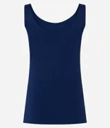 Blusa musculosa color gris claro, con escote en U y breteles anchos. Confeccionada en poliamida y poliéster.