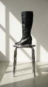 Bota de caña alta versátil confeccionada en cuero negro, con diseño 2 en 1 que permite usarla estructurada o con la caña volcada. Presenta punta fina y taco corrido que aporta altura y comodidad.