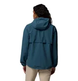 Campera cortaviento Columbia Trailborne Jacket con tecnología Omni-Shield color azul, con capucha ajustable, cierre frontal y bolsillos laterales con cierre.